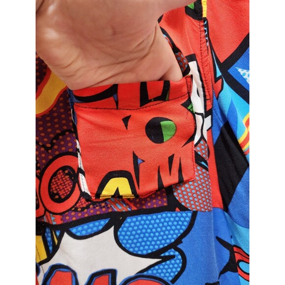 Reason Mens Large Shirt Button Up Pop Art Retro Comic Graphic Wild Colorful Geek - Picture 6 of 14
